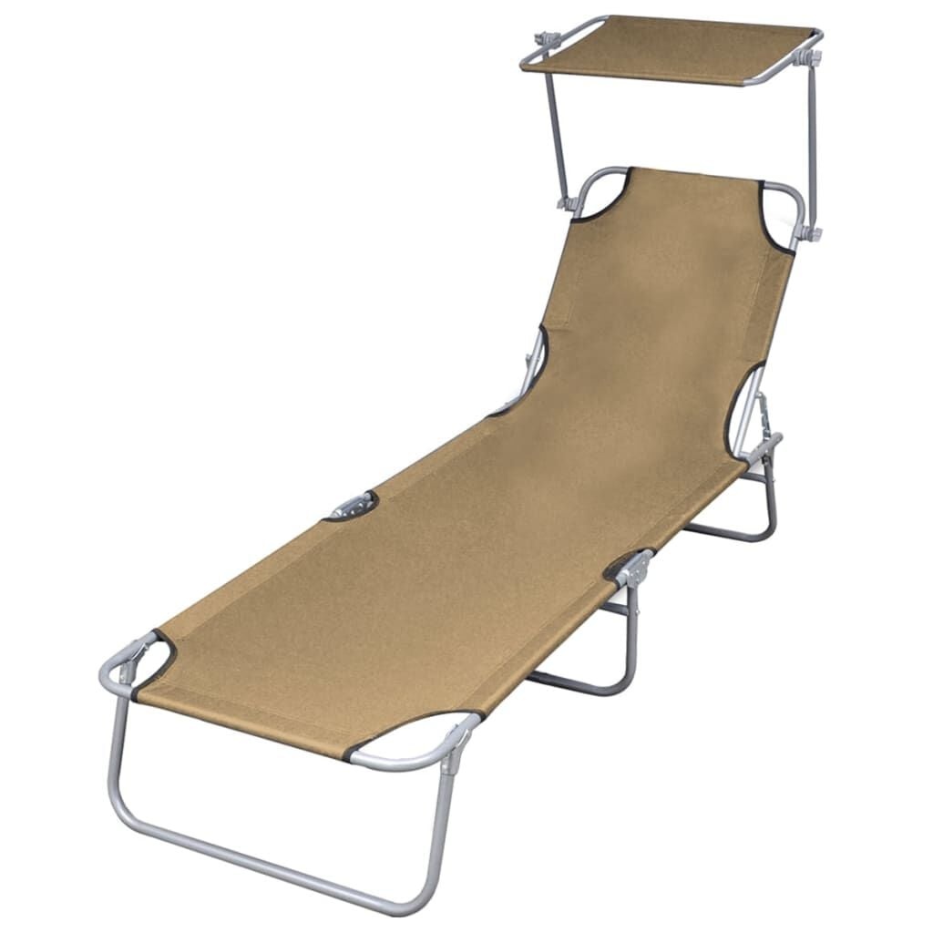 Inklapbaar Ligbed met Luifel - Staal Taupe - 33% Korting