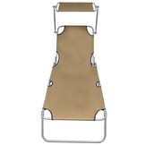 Inklapbaar Ligbed met Luifel - Staal Taupe - 33% Korting