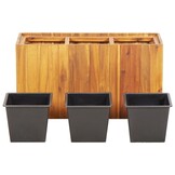 Verhoogde Plantenbak Acaciahout met 3 Potten - 58% Korting!