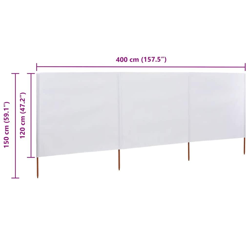 Wit Windscherm 3 Panelen 400x120 cm - 32% Korting!