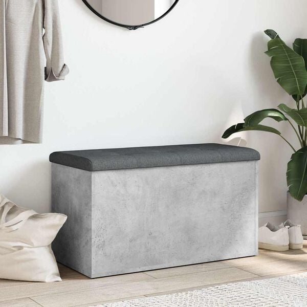 Opbergbankje Hout Betongrijs 82x42x45 cm - 34% Korting