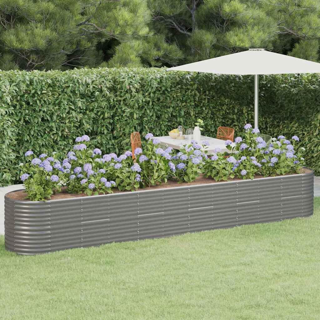 Plantenbak Gepocoat Staal Grijs 440x80x68 cm - 54% Korting