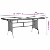 VidaXL Tuintafel 160x70x72 cm - Zwart - Rattan & Acaciahout (34% Korting)