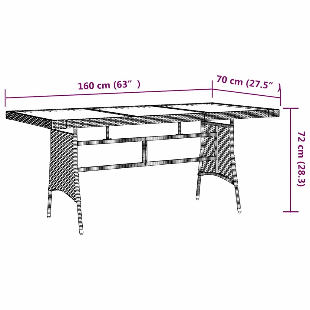 VidaXL Tuintafel 160x70x72 cm - Zwart - Rattan & Acaciahout (34% Korting)