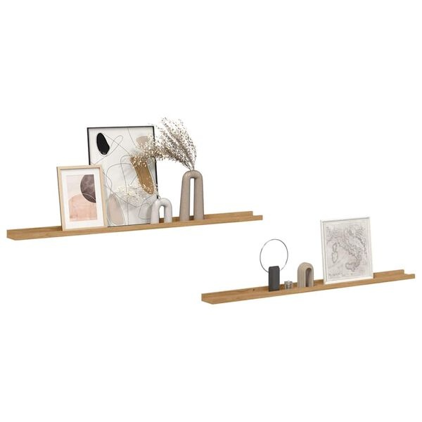 2x Houten Wandplank Bruin 115cm - 33% Korting