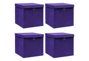 vidaXL Opbergboxen met Deksel 4 stuks Paars 28x28x28 cm - 32% Korting