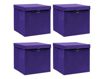 vidaXL Opbergboxen met Deksel 4 stuks Paars 28x28x28 cm - 32% Korting