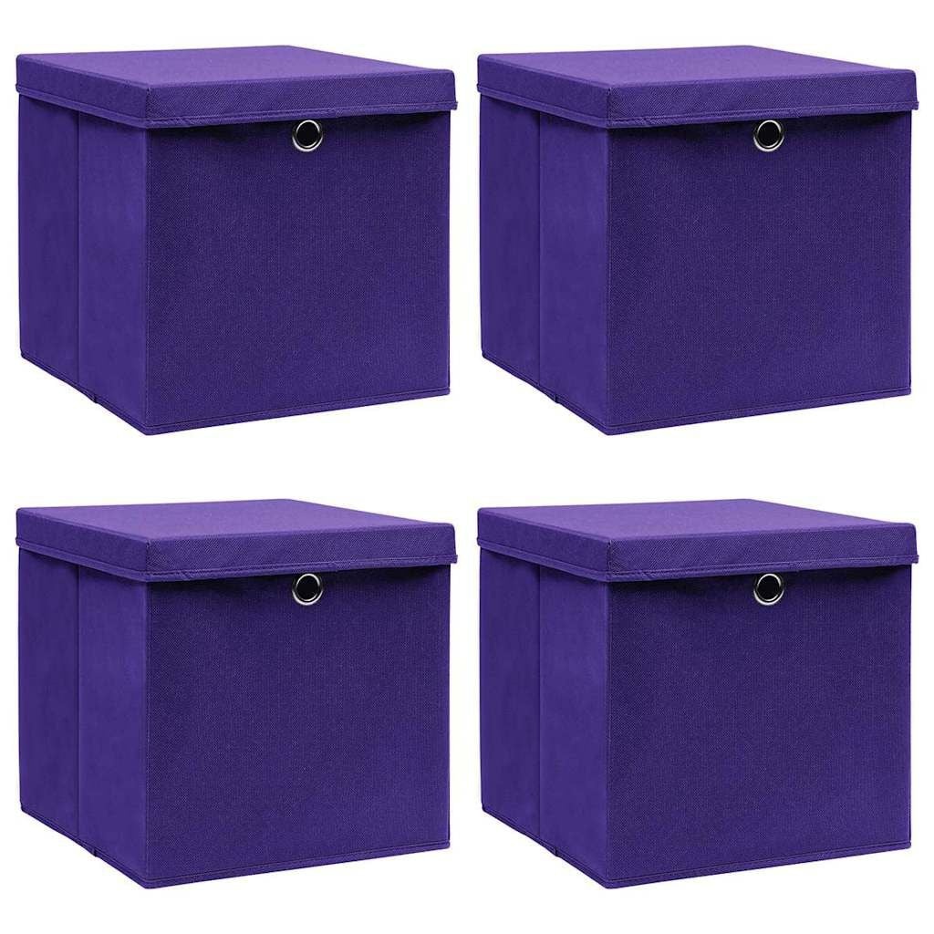 vidaXL Opbergboxen met Deksel 4 stuks Paars 28x28x28 cm - 32% Korting