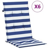 vidaXL Stoelkussens Hoge Rug 6 Stuks Gestreept Wit & Blauw - 34% Korting