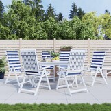 vidaXL Stoelkussens Hoge Rug 6 Stuks Gestreept Wit & Blauw - 34% Korting