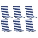 vidaXL Stoelkussens Hoge Rug 6 Stuks Gestreept Wit & Blauw - 34% Korting