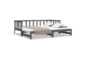 Uitschuifbare slaapbank Grenenhout Grijs 2x(90x190 cm) - 35% Korting