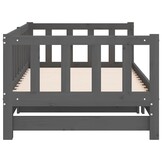 vidaXL Slaapbank uitschuifbaar massief grenenhout grijs 2x(90x190) cm