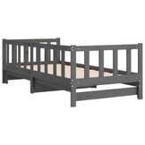 vidaXL Slaapbank uitschuifbaar massief grenenhout grijs 2x(90x190) cm