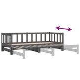 vidaXL Slaapbank uitschuifbaar massief grenenhout grijs 2x(90x190) cm