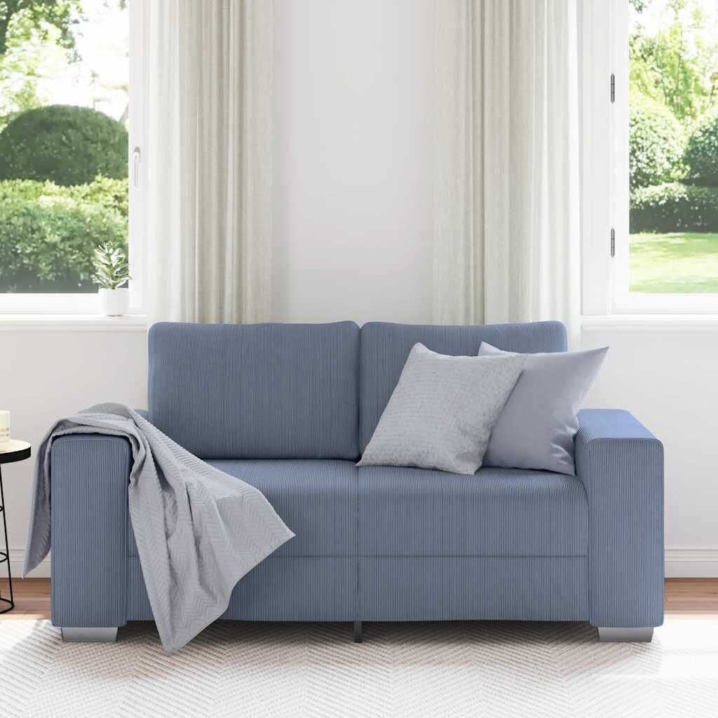 vidaXL Loveseat Sofa Blauw 160x77x82 cm Corduroy Stof