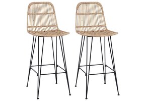 Barkrukken Naturel Rattan & Staal - 2 stuks - 35% Korting