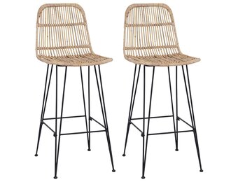 vidaXL Barkruk 2 st Naturel 44 x 55 x 109 cm Rattan en staal