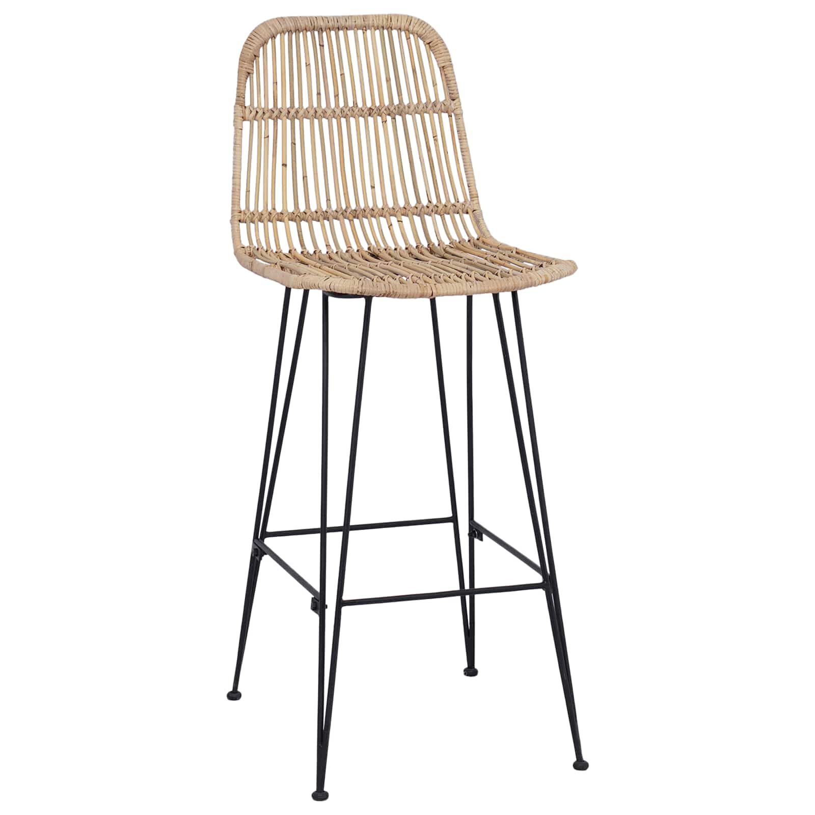 vidaXL Barkruk 2 st Naturel 44 x 55 x 109 cm Rattan en staal