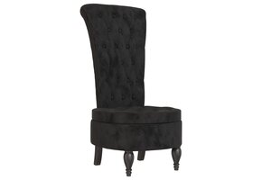 Zwarte Fluwele Stoel met Hoge Rugleuning & Knopen - 54% Korting