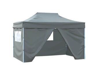 vidaXL Vouwtent pop-up met 4 zijwanden 3x4,5 m antraciet