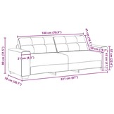 3-Zits Bank Crème Fluweel 220 cm met 35% Korting