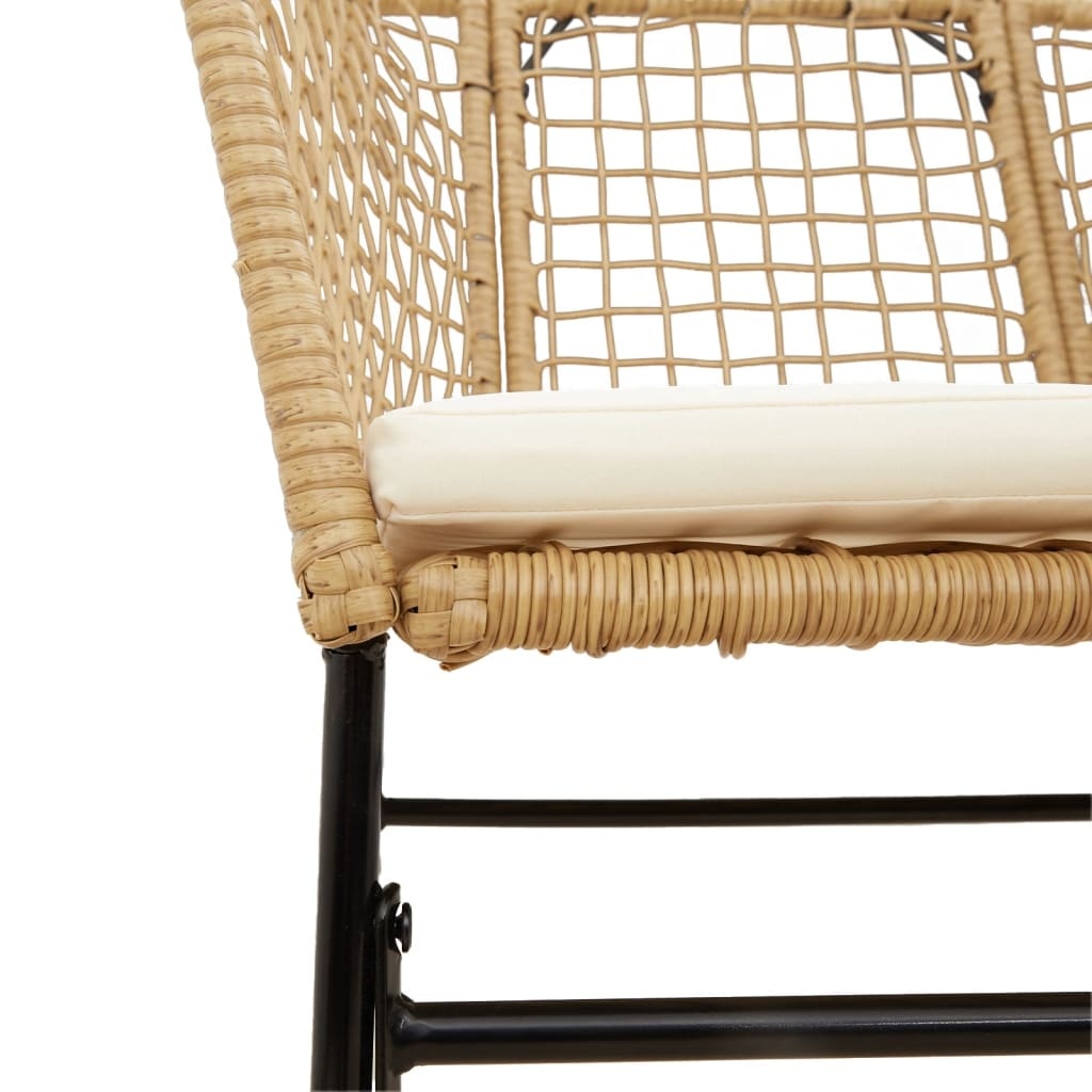 VidaXL Tuinstoelen Set: 2x Poly Rattan Bruin met Crèmewitte Kussens (34% Korting)