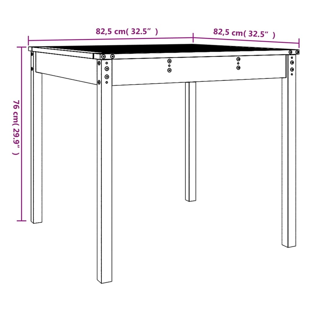 vidaXL Tuintafel Grenenhout Zwart 82,5x82,5x76 cm - 33% Korting!