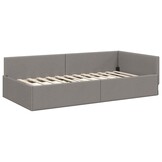 Taupe Hoekbedframe Stof 90x200cm - 35% Korting