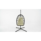 Inklapbare hangstoel egg chair - zwart - beige kussens