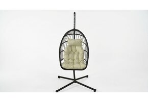 Inklapbare Hangstoel Egg Chair Zwart/Beige - 42% Korting