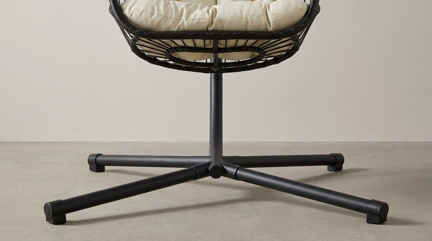 Inklapbare hangstoel egg chair - zwart - beige kussens