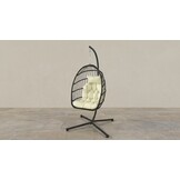 Inklapbare hangstoel egg chair - zwart - beige kussens