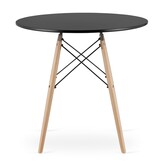 Moderne Ronde Eettafel Zwart 80 cm | MDF Mat Zwart | Beuken Houten Poten | -31%