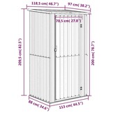 vidaXL Tuinschuur 118,5x97x209,5 cm gegalvaniseerd staal antraciet