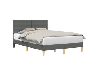 vidaXL Bedframe met hoofdeinde Donkergrijs 160 x 200 cm Stof