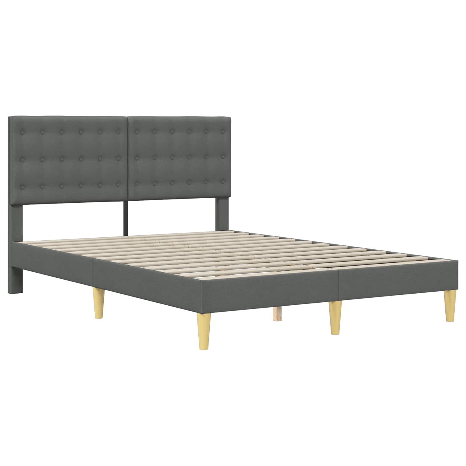 vidaXL Bedframe met hoofdeinde Donkergrijs 160 x 200 cm Stof