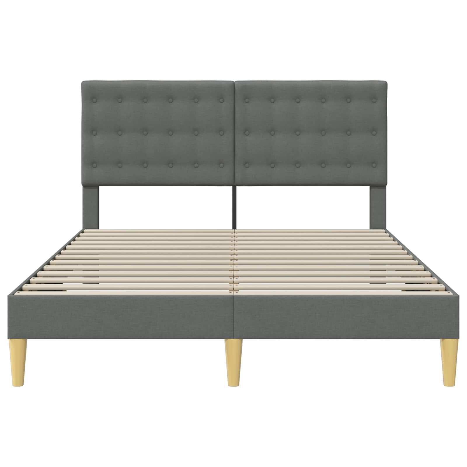 vidaXL Bedframe met hoofdeinde Donkergrijs 160 x 200 cm Stof