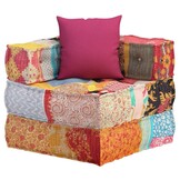 vidaXL Poef modulair met kussen patchwork stof