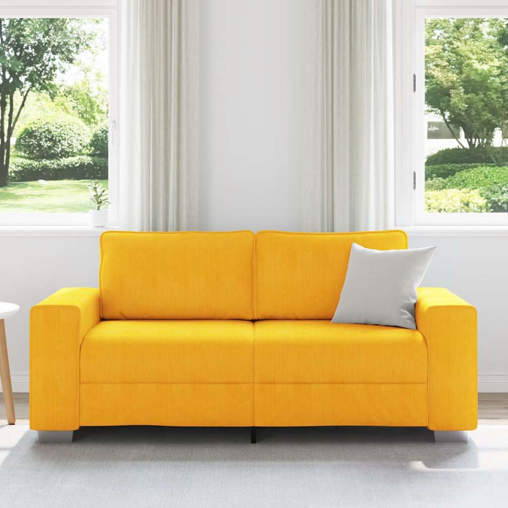 vidaXL Loveseat Sofa Lichtgeel 180x77x82 cm Corduroy Stof