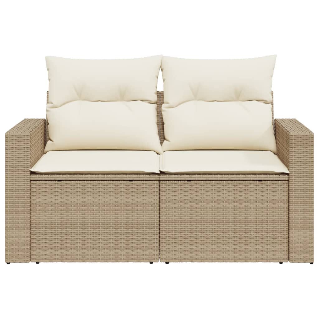 vidaXL Tuinbank 2-zits met kussens poly rattan beige