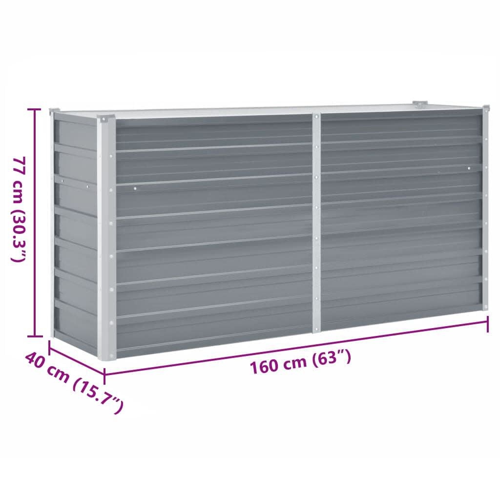 vidaXL Plantenbak verhoogd 160x40x77 cm gegalvaniseerd staal grijs