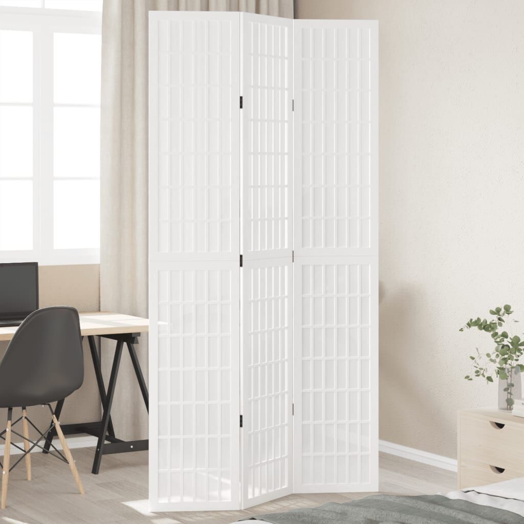 vidaXL Kamerscherm met 3 panelen massief paulowniahout wit