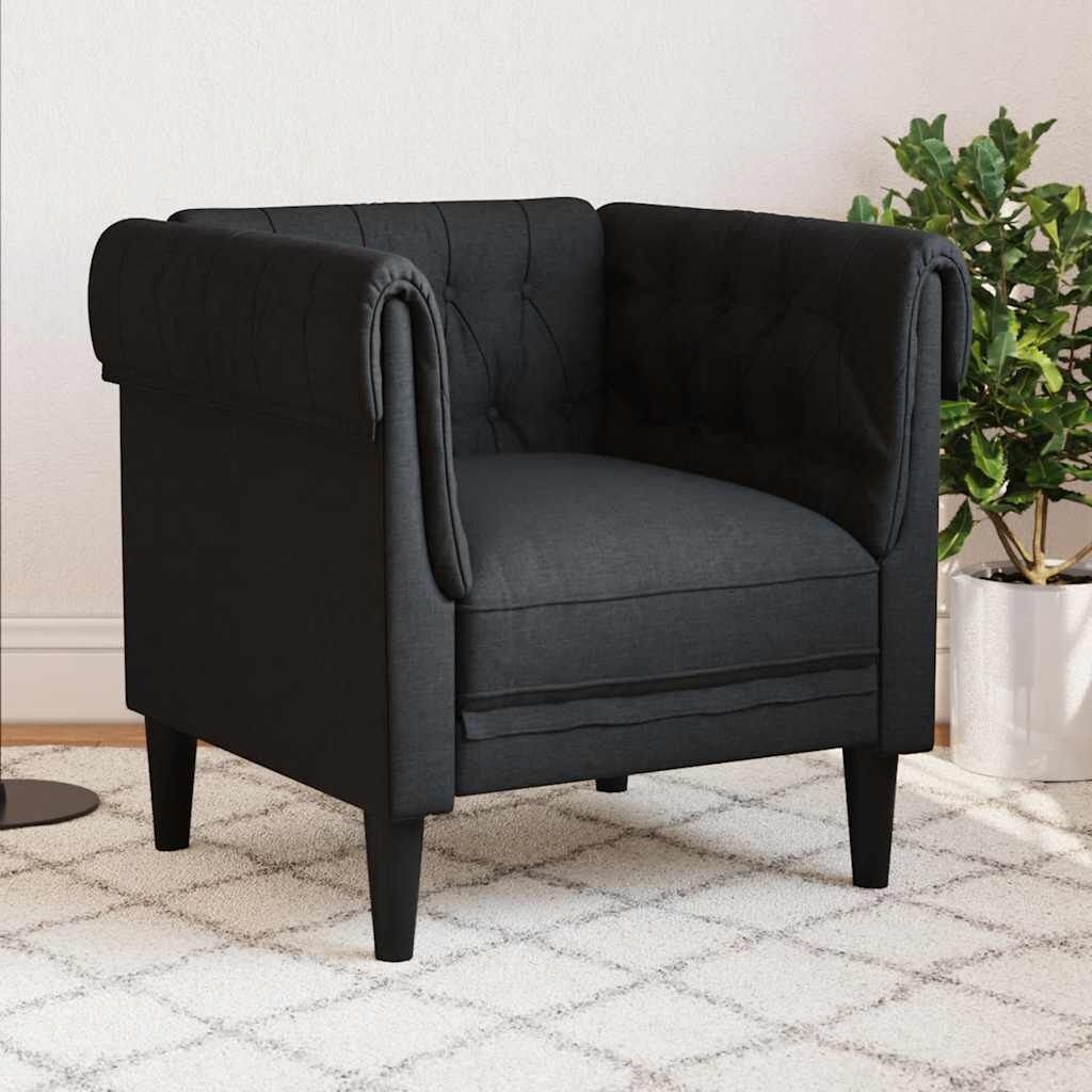 vidaXL Fauteuil Chesterfield-stijl stof zwart