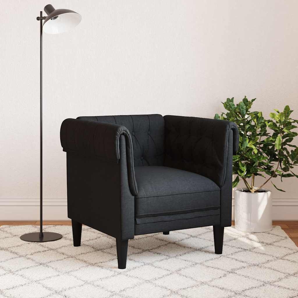 vidaXL Fauteuil Chesterfield-stijl stof zwart