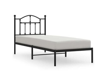 vidaXL Bedframe met hoofdbord metaal zwart 90x190 cm