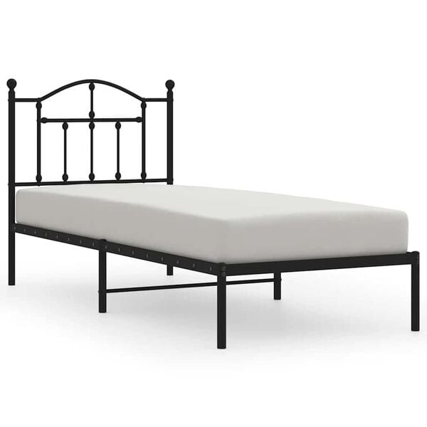 vidaXL Bedframe met hoofdbord metaal zwart 90x190 cm