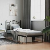 vidaXL Bedframe met hoofdbord metaal zwart 90x190 cm