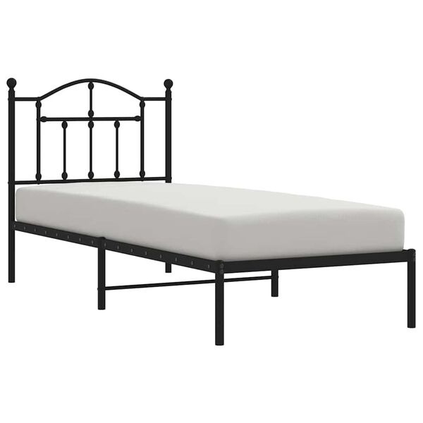 vidaXL Bedframe met hoofdbord metaal zwart 90x190 cm