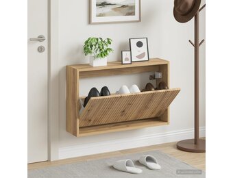 vidaXL Wandgemonteerde Schoenkast ARNHEM 71 x 17 x 43 cm Bewerkt hout